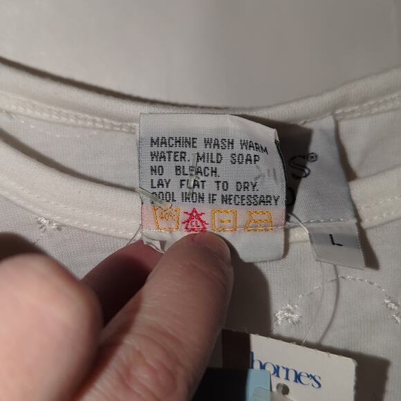 NWT Russ Studio White Embroidered T-Shirt – Size Large! 0123 - Picture 5 of 7